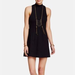 Free People Black Mary Jane Rib Fit Flare Mini Dress
